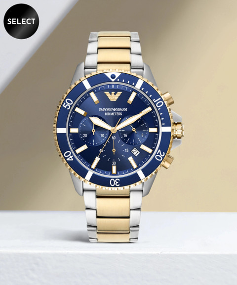 Armani Watch Blue Dial Men Multi Color Valentine Round Quartz Watch