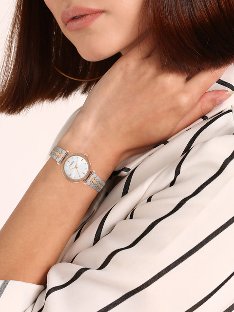French Connection ALUNARA ALUNARA Rhinestone Silver Sunray Dial