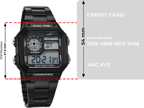 SONATA SF Hexa Metal Digital Black Dial Black Stainless Steel