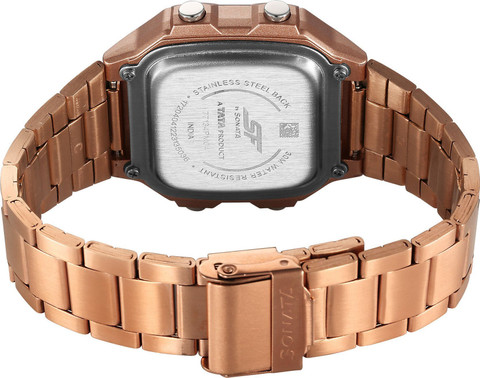 SONATA SF Hexa Metal Digital Black Dial Rose Gold Stainless Steel