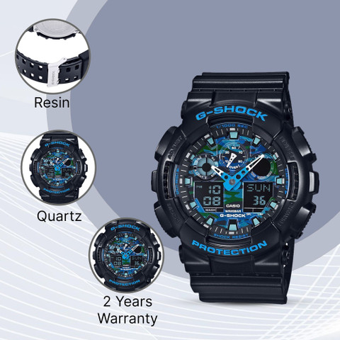 CASIO GA-100CB-1ADR G-SHOCK GA-100CB-1ADR Blue Camouflage Dial