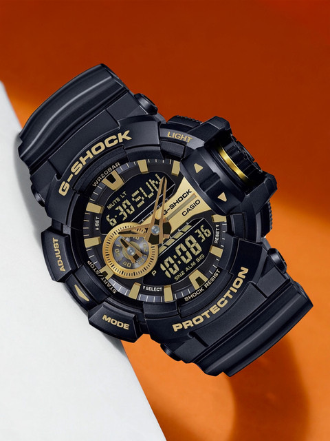 CASIO GA-400GB-1A9DR G-SHOCK GA-400GB-1A9DR Black-Gold Dial Resin Strap  Analog-Digital Watch For Men