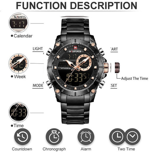 NAVIFORCE NF9163-BK Analog-Digital Watch - For Men - Buy NAVIFORCE