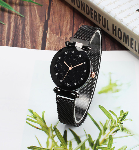 Black Ladies Magnetic Strap Watches Black Ladies Watches With