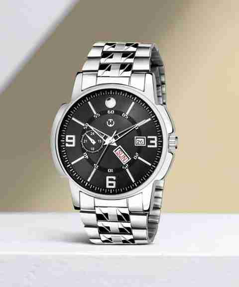 WIZARD TIMES EH-226-BK 226-Black Day and Date Analog Watch - For