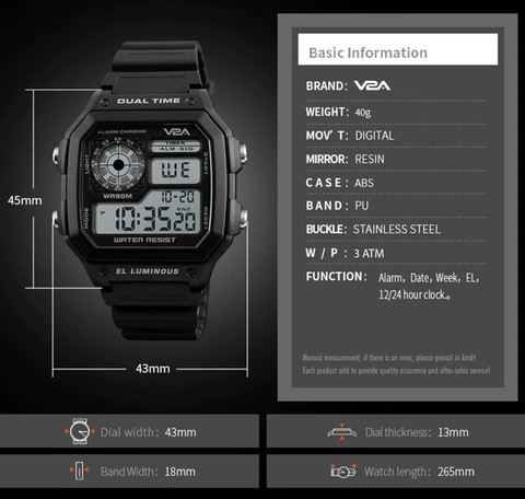 V2A Digital Watch For Men Women