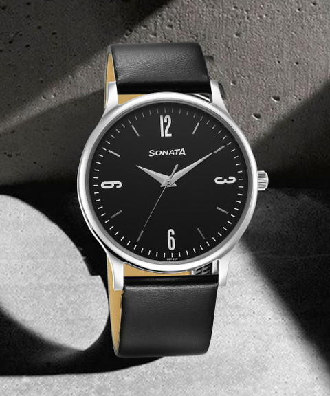Waterproof Sonata Watch Black Colour Buy Online SF Sleek All-Black