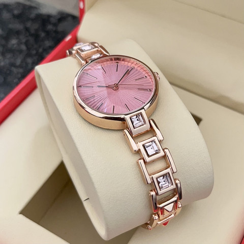 SICKVED Classic Wear Women Latest Series Studded Peach Dial With Rose Gold  Bracelet Chain Girls Analog Watch For Women