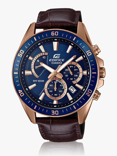 CASIO EFR-552GL-2AVUDF Edifice EFR-552GL-2AVUDF Blue Dial Brown Leather  Band Analog Watch For Men