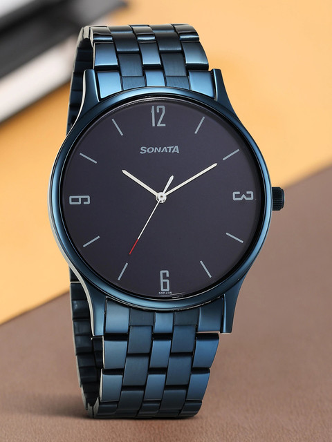 sonata black dial sonata watch man