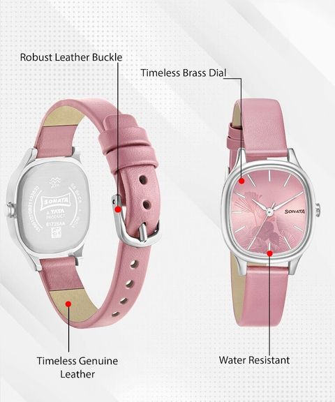 SONATA Lin Sonata Linnea Pink Dial Pink Leather Strap Analog Watch