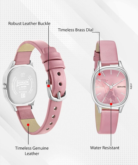 SONATA Lin Sonata Linnea Pink Dial Pink Leather Strap Analog Watch