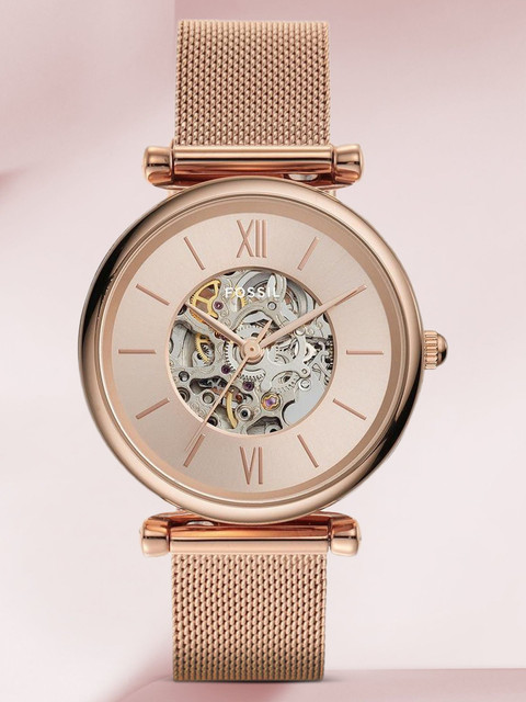 Fossil Carlie Automatic Rose Gold Watch (ME3175)