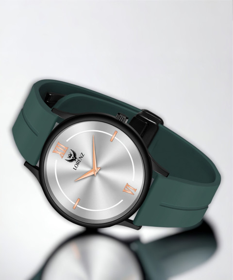 LORENZ MK-4068R Slim Case Analog Watch with Green Magnetic Lock