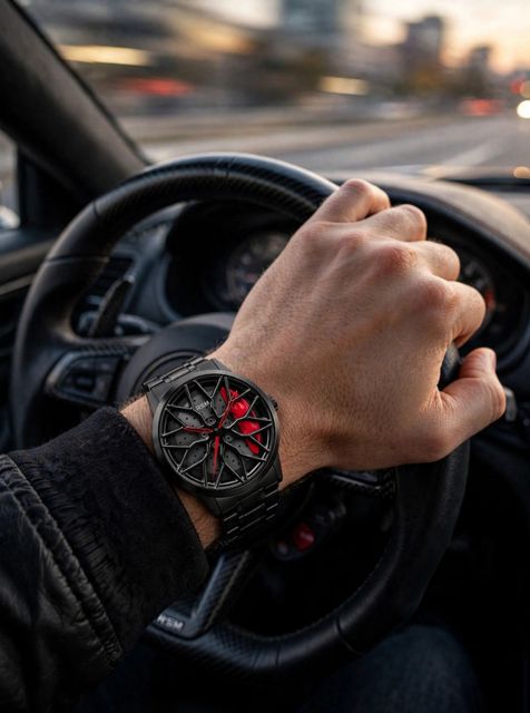 RSM Car Wheel Design Analog Watch for Men - Red - Image 7