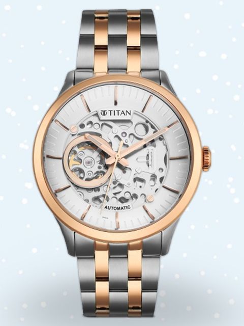 Titan Metal Mechanicals Automatic Silver Dial TwoToned SS Strap Analog Watch - For Men NT90110WL02,90110WL01,NU90110WL06,NU90140KM01 - Image 6