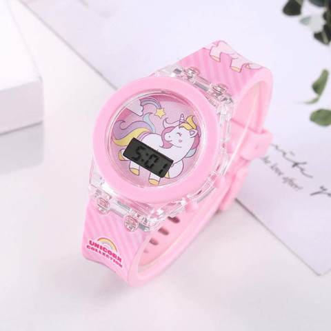 RosaStella Pcs Stylish Analog Led Glowing Light Digital Unicorn Watch for  Kids Digital Watch For Girls