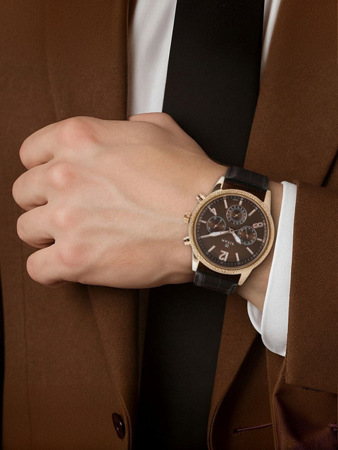 Titan NQ1734WL01 Titan Workwear Multifunction Brown Dial Brown