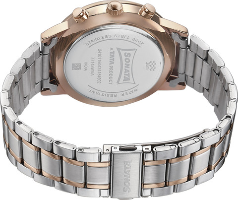 SONATA Sonata Multifunction Black Dial Two Toned Stainless Steel