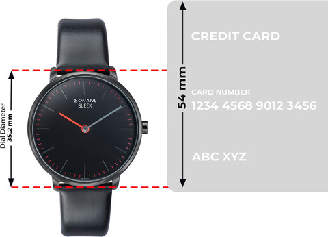 SONATA Sonata Sleek Black Dial Black Leather Strap Analog Watch