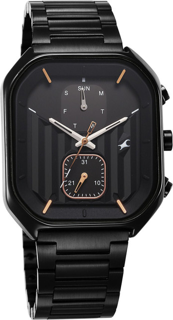 Fastrack Fleek Quartz Multifunction Black Dial Stainless Steel