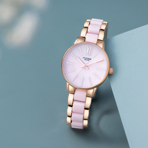 SONATA Poze Rose Gold and Pink Strap with Pink Dial Analog Watch For Women