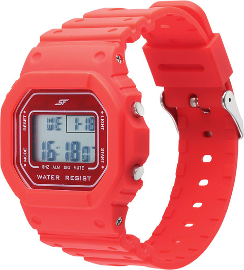 SONATA SF Hexa 1 SF Hexa Digital Dial Red Polyurethane Strap