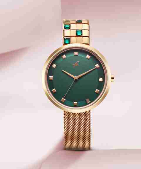 Fastrack Fleek Quartz Analog Green Dial Stainless Steel Strap
