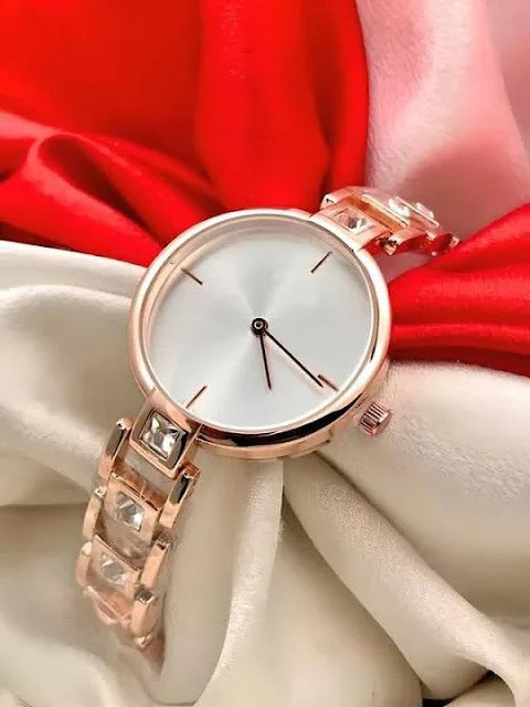 SICKVED Classic Wear Watches for Women Round White Dial with Rose Gold  Metal Bracelet Chain Girls Analog Watch For Women