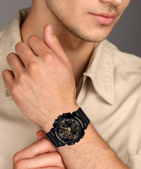 CASIO GA-100CF-1A9DR G-SHOCK Black Camouflage Dial Black Resin