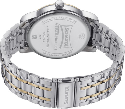 そなた SONATA Sonata With Day & Date White Dial Silver & Gold Stainless