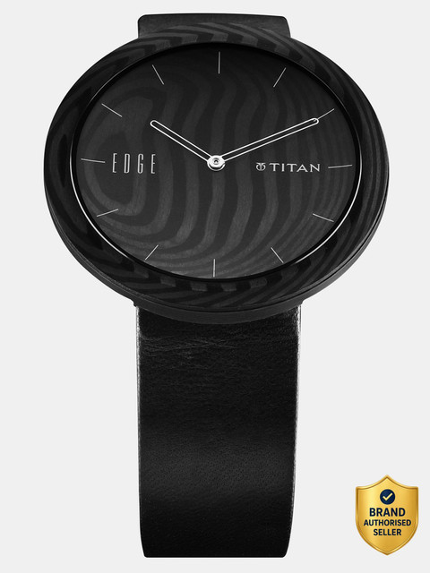 【値下】LookKéoBladeCarbonCeramicTitan美品 Titan Titan Edge Carbon Fibre Quartz Analog Black Dial Leather