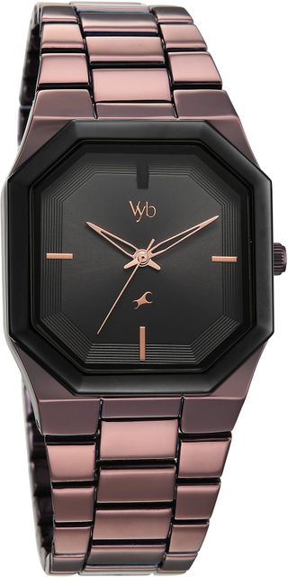 Fastrack Vyb Pioneer Quartz Black Dial Brown Strap Watch - Image 6