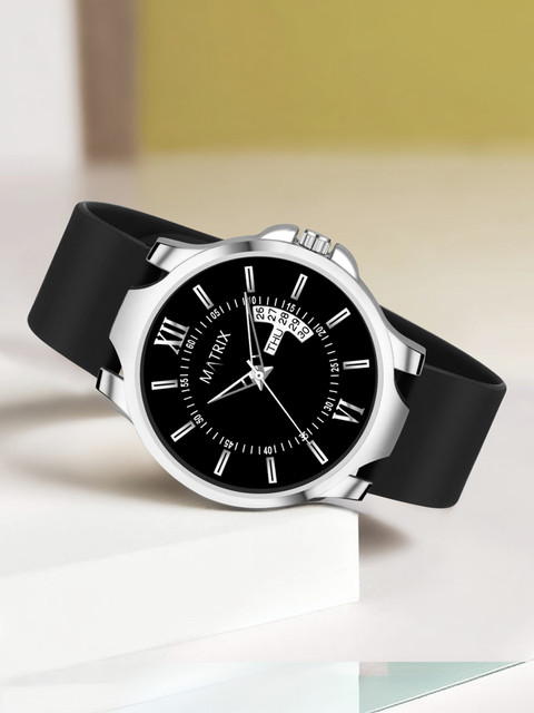 MATRIX Softest Silicone Strap Day Date Analog Watch For Men Women