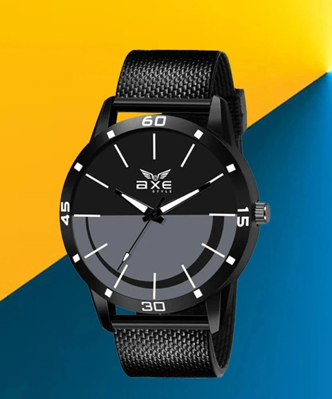 AXE Style X-1203 Black Leather Strap Wrist Watch For Mens Boys