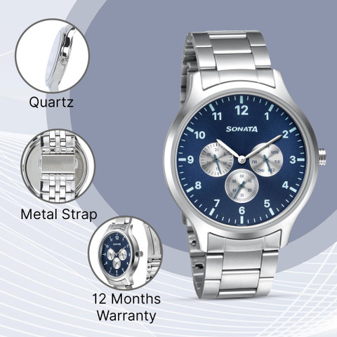 SONATA Versatyle Sonata Versatyle Multifunction Blue Dial Silver
