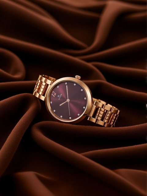 Titan Titan Sparkle Burgundy Dial Rose Gold Stainless Steel  display picture 1