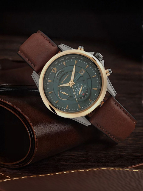 Titan NQ1830KL02 Titan Maritime Pro Chronograph Green Dial Brown