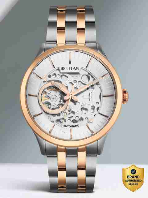 Titan Metal Mechanicals Automatic Silver Dial TwoToned SS Strap Analog Watch - For Men NT90110WL02,90110WL01,NU90110WL06,NU90140KM01 - Image 5