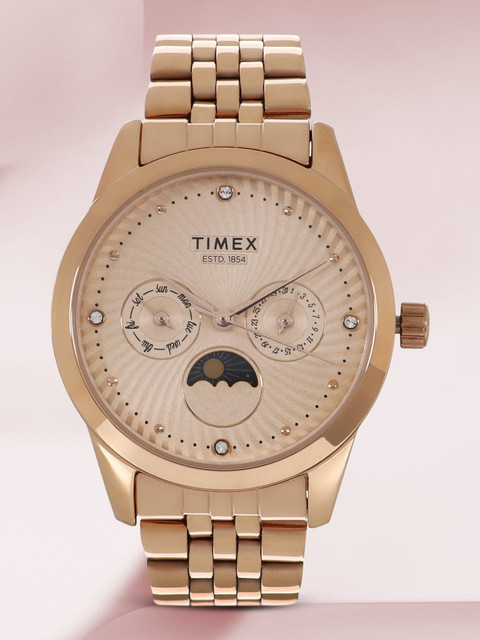 TIMEX Fashion Multi Function Rose Gold Dial Wo Analog Watch For Women
