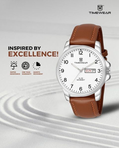 Timeware Watch TIMEWEAR 305WDTG TIMEWEAR New Track Number Dial, Day & Date, Brown ...