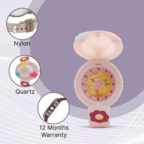 Zoop NKC4032PP01W Zoop Quartz Gold Dial Pink Silicone Strap Analog