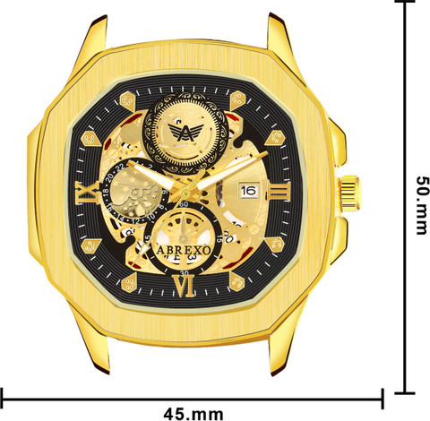 ABREXO Abx8314-Golden Bracelet GODFATHER Square Chrono Look Golden