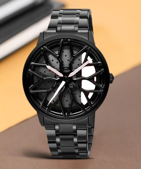 KHXR Spinning car wheel rotating gyro red watch Car wheel watch Spinning  watch Roatating watch Gyro watch white watch Analog Watch For Men