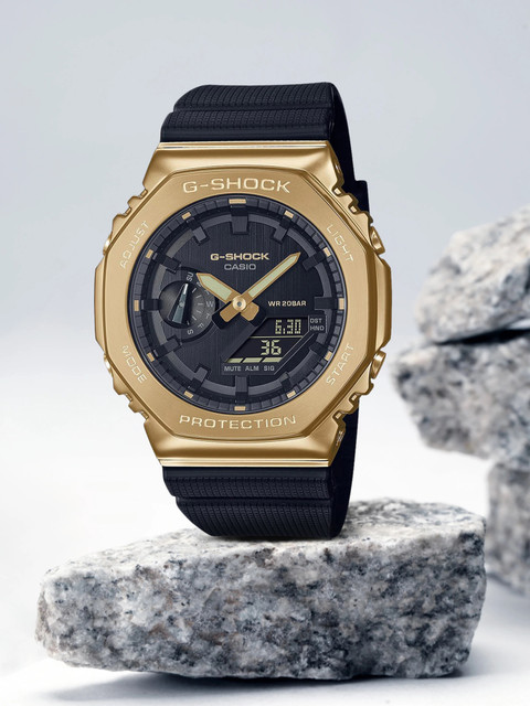 CASIO GM-2100G-1A9DR G-SHOCK Gold Ip Dial Black Resin Strap Analog