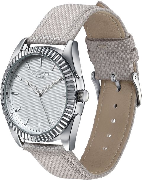 ぽてと SONATA Poze 7 Sonata Poze 7 White Dial Grey Leather Strap Strap