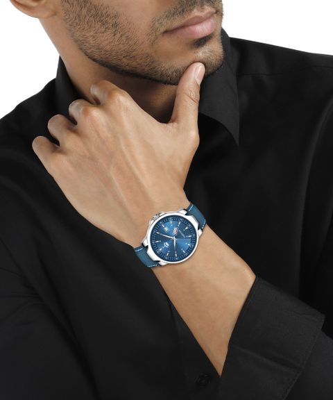 LIMESTONE Day and Date Functioning Blue Avatar Leather Strap Quartz Operated Analog Watch - For Men LS2914 - Image 8