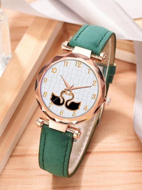 STOJIRA R E 78465 Latest stylish Fashion New Green Leather Analog wrist  Watch For Women Analog Watch For Women - Main Image