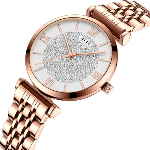 Alix Eyechatchy White round diamond dial with rosegold strap