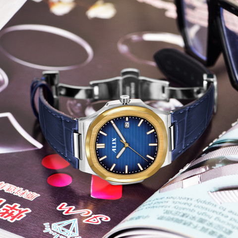 Alix AL2906 genuine leather strap with butterfly buckle waterproof